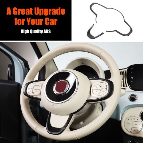 ABS Mat Black Car Steering Wheel Trim Cover Frame For Fiat 500 2016-2023-, US $, image 4
