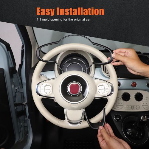 ABS Mat Black Car Steering Wheel Trim Cover Frame For Fiat 500 2016-2023-, US $, image 7