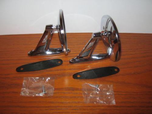 Classic hot rod muscle low-profile chrome restoration mirror pair -new universal