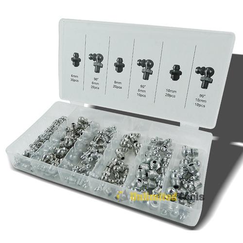 110pc metric hydraulic grease zerk zirk fitting assortment straight 90 m6 m8 new