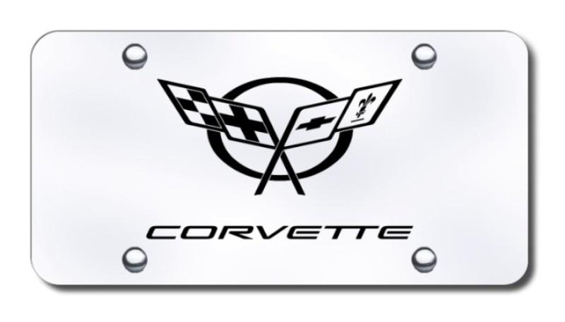 Gm corvette 5 laser etched brushed stainless license plate made in usa genuine