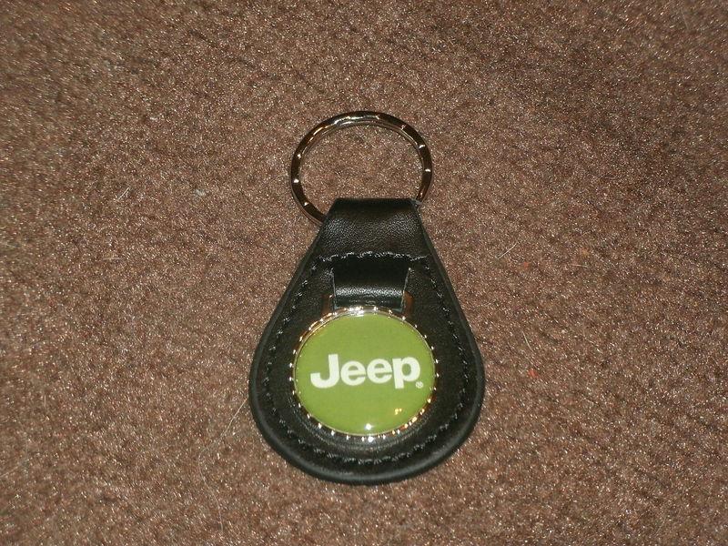 Jeep wrangler wagoneer compass liberty cherokee cj-5 cj-7 leather keychain black