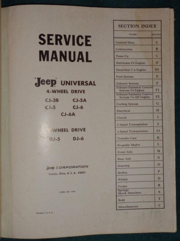 1966 1967 JEEP UNIVERSAL SERIES SHOP MANUAL / ORIGINAL BOOK CJ-3 CJ-5 CJ-6 DJ+, US $57.50, image 3