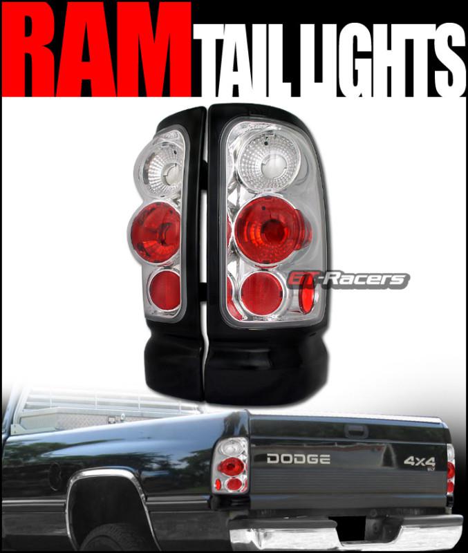 Chrome housing altezza tail lights lamps 1994-2002 dodge ram 1500 2500 truck cab
