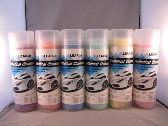 High density synthetic-chamois super absorbent with storage case, 6 diff colors 