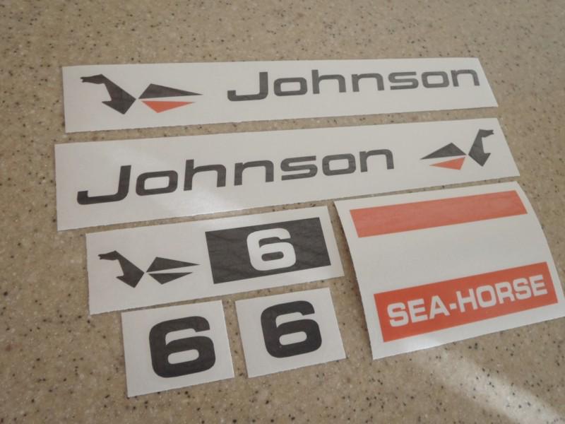 Johnson sea horse outboard motor decal kit 6 hp free ship + free fish decal!