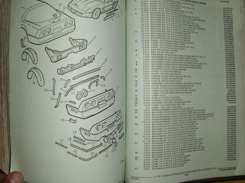 1984-1993 CHEVROLET CORVETTE PARTS CATALOG / ORIGINAL TEXT & ILLUSTRATIONS BOOK, US $97.50, image 6