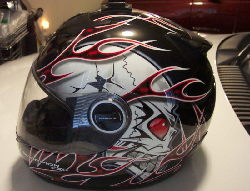 Scorpion exo 700 crack head motorcycle head helmet  size large nice shape snell
