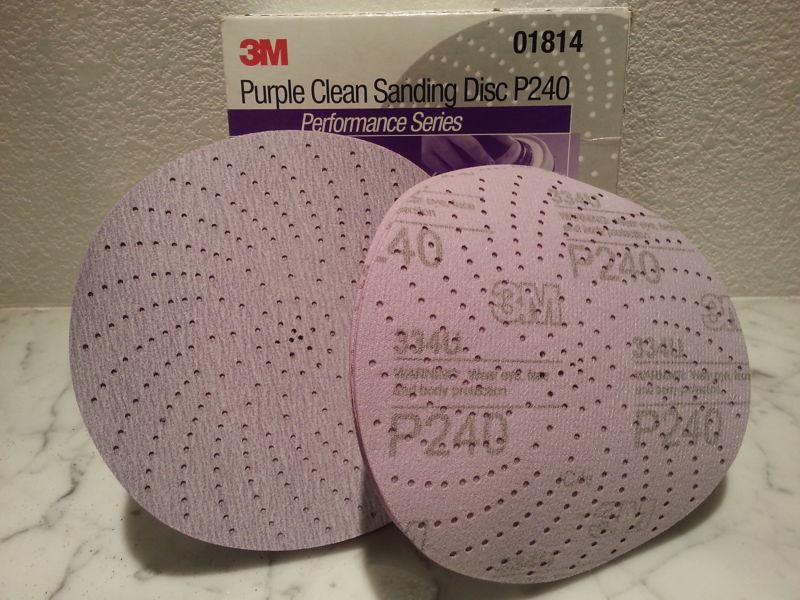 3M PURPLE CLEAN SANDING DISCS DA SAND PAPER P240 #01814 240 GRIT 50 PC HOOKIT 6