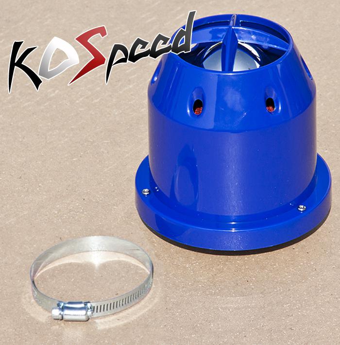 Heat shielded 3" air intake/turbo charger turbocharger filter universal blue