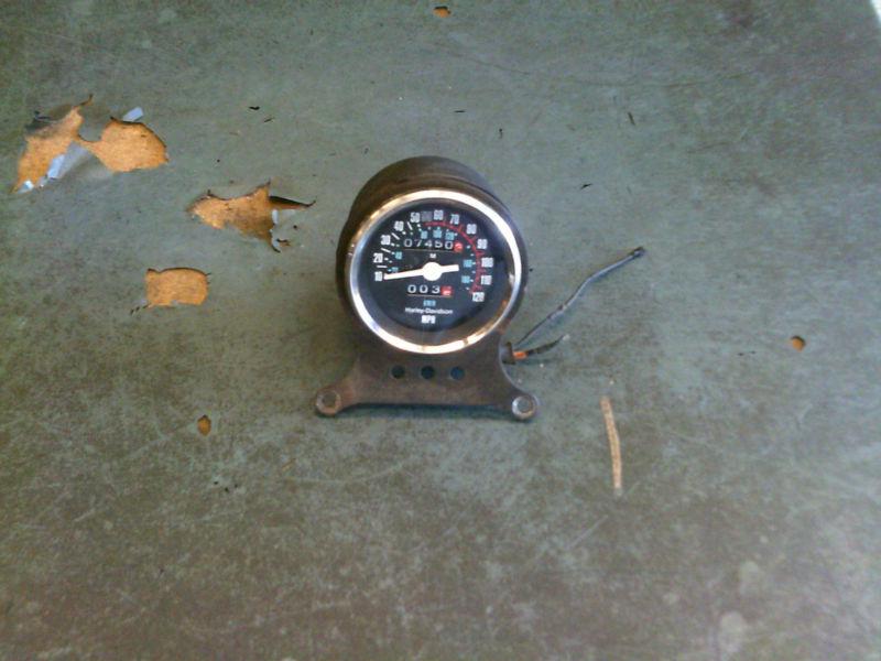 Hd used xl xlh sportster ironhead parts black speedo speedometer gauge w bracket
