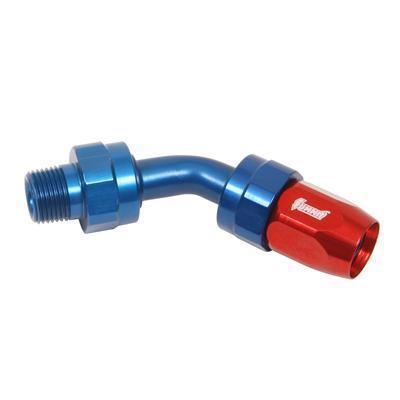 Summit 240107 hose end swivel 45 deg -6 an hose to male 1/4" npt red/blue ea
