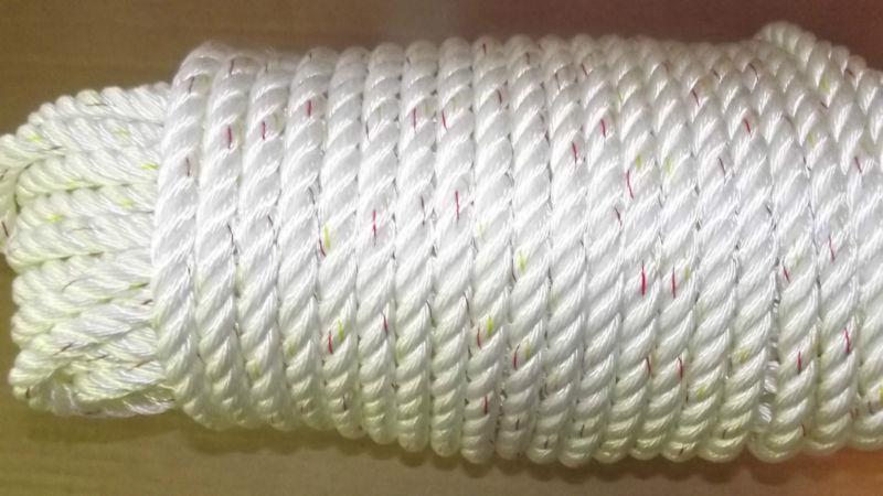 New 1/2" x 165' 3-strand nylon rope, anchor line, dock line, white