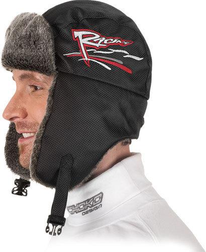 Choko fun-fur trapper snowmobile hat black racing xs/small