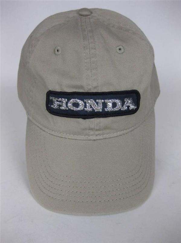 Authentic retro honda hat- adjustable twill cap- khaki  w/ black & silver patch