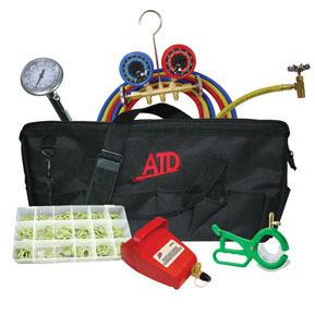 Atd complete a/c charging kit with gauges, manifold, vacuum pump, o-rings #90