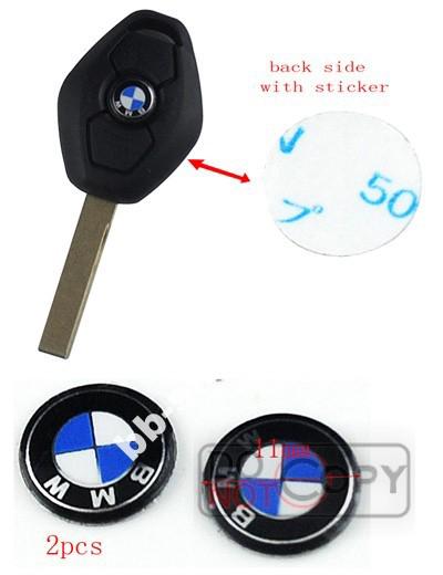 2pcs 11mm car remote key fob logo badge emblem 3m sticker for bmw x5 1 3 serie 