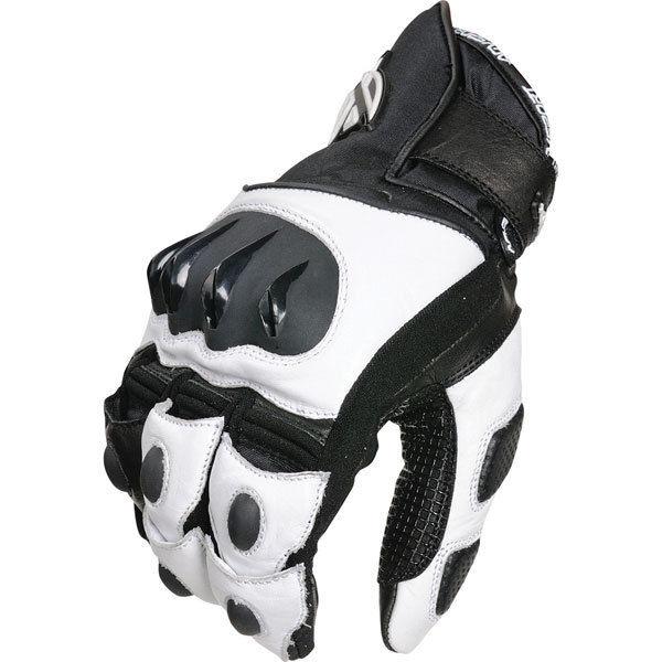 White/black m agv sport freestyle leather/textile glove