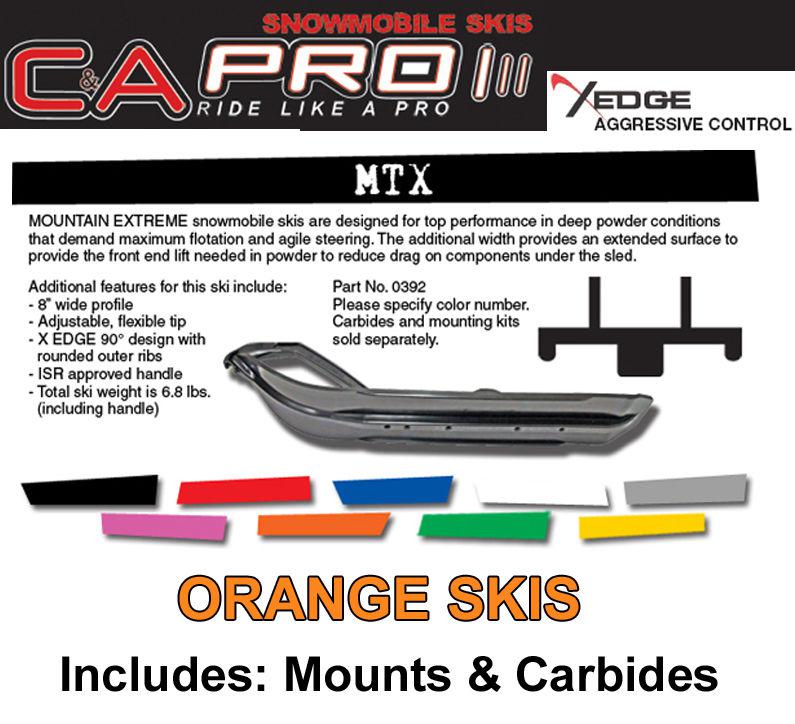 C&a pro mtx extreme orang skis, mnts, carbs polaris 2009 & newer fusion / iq nib