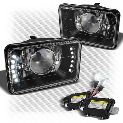 4x6 black projector headlights w/super-bright led built-in + slim xenon hid kit