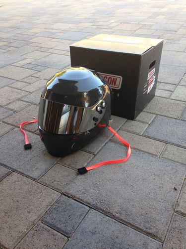 Simpson carbon devil ray helmet large sa2010 with hans and mirror visor new