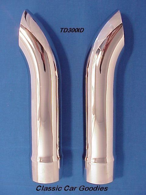 Exhaust tip (2) chrome turn down 3" id inlet 15" long