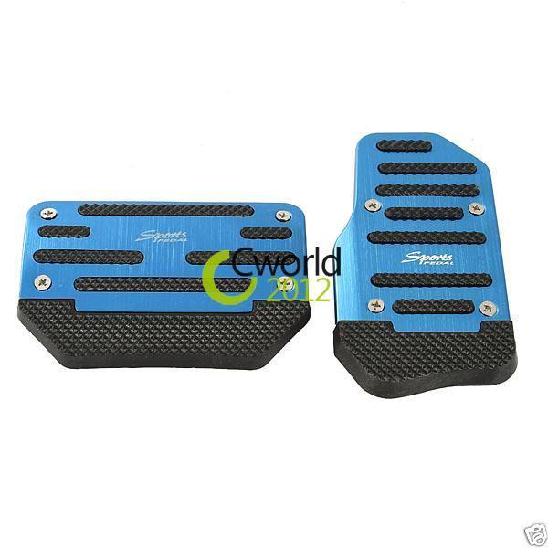 Brand new non slip sports automatic car alloy pedal covers set of 2pcs blue