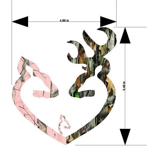 Pink camo mom dad and baby girl deer head decal