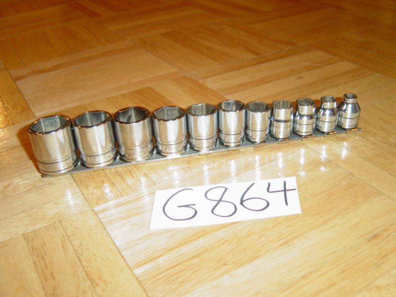 Snap on tools 11 piece 3/8 drive sae. short chrome socket set 6 point