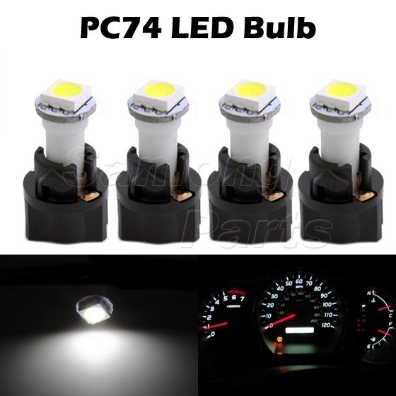 4x t5 twist socket pc74 instrument panel cluster white dash light bulb 73 74