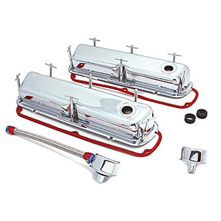 Ford small block sbf 289-351w chrome valve cover engine dress up kit breathers b