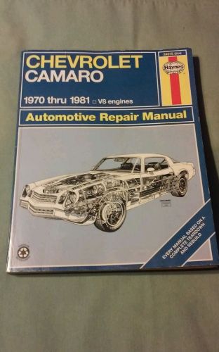 Haynes chevrolet camero 1970-81 repair manual
