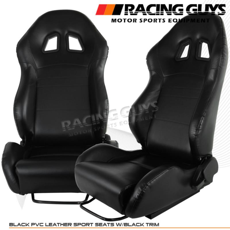 Black leather racing seats honda toyota nissan pair new