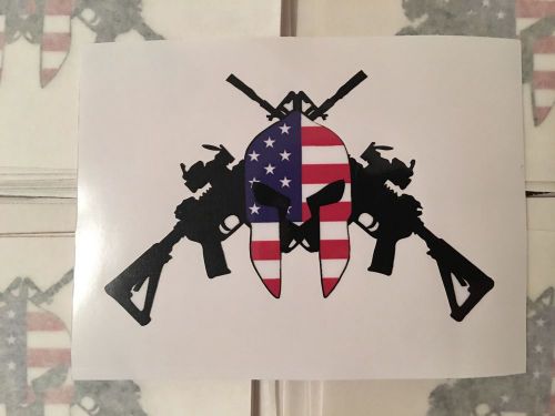 American flag spartan helmet ar-15 2nd amendment m4 military stickers decal (x2)