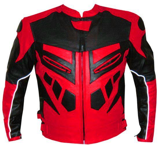 New motorcycle speed racing armor leather jacket red 48