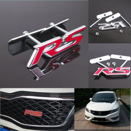 Find Car Suv Racing Red RS Logo Decoration 3D Metal Front Grille Grill