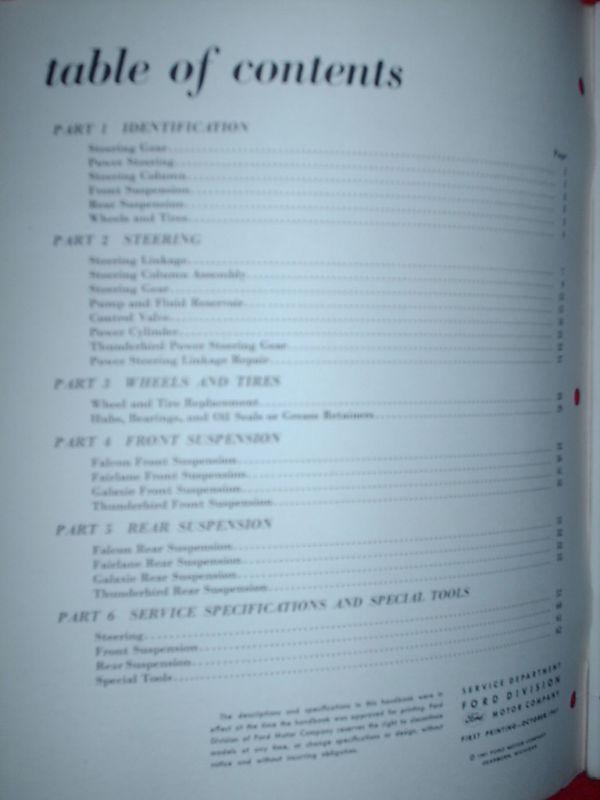 1962 FORD STEERING / SUSPENSION SHOP MANUAL BOOK ORIG.!, US $19.50, image 2