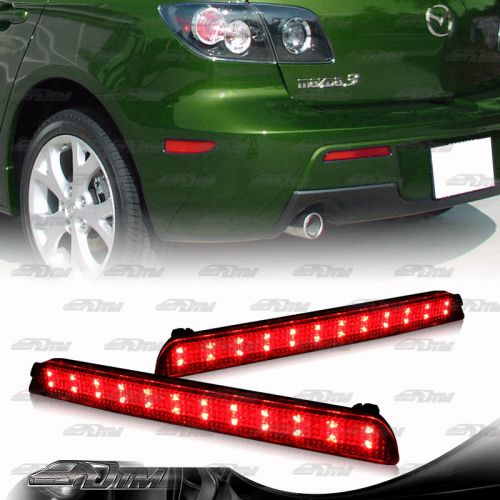 Red lens led rear bumper reflector brake lights for 04-09 mazda 3 mazdaspeed 3