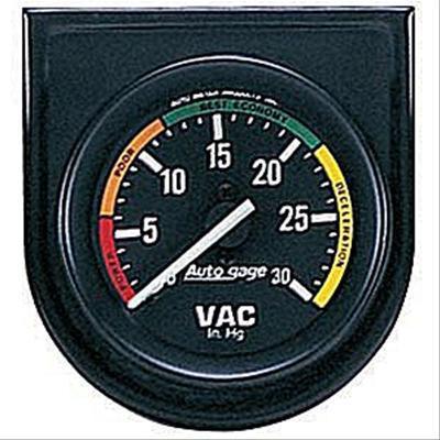 Auto gage mechanical vacuum gauge 2 1/16" dia black face 2337