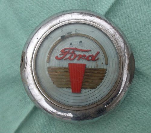 Vintage ford gas cap, red and gold logo
