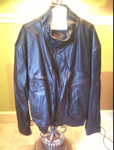 Men's black leather corvette jacket w/zip-out lining, large  46 reed sportswear