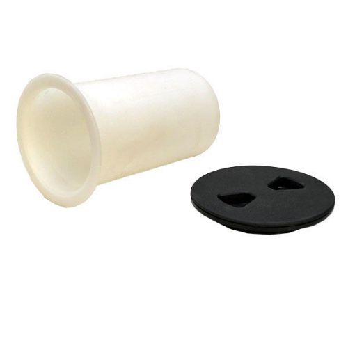 Th marine black / white 4 3/8 inch plastic boat screw out deck plate versatube