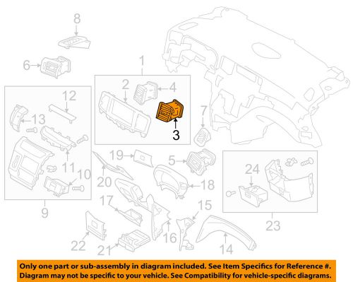 Nissan oem 11-15 quest instrument panel-center duct right 687501ja0a