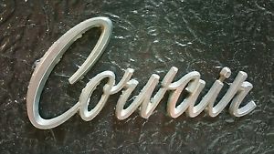 Vintage chevy metal corvair  emblem  badge script trim name plate