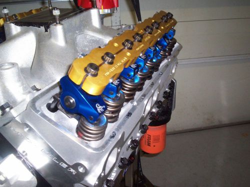 Sbc pro-filer 210cc aluminum heads with scorpion rocker arms and stud girdle