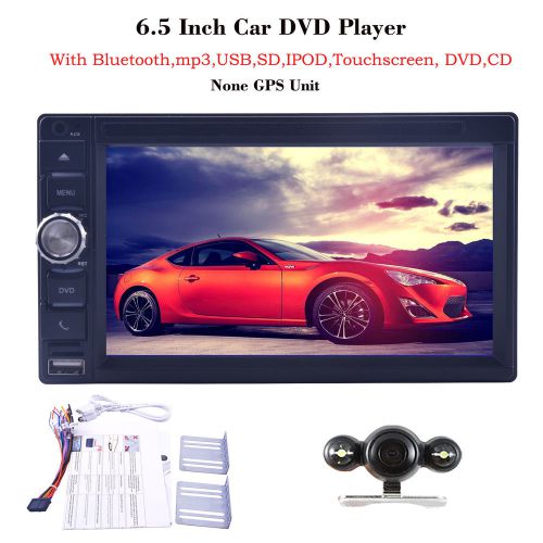 6.5" double din stereo car dvd cd mp3 player bluetooth radio 7 color lights+cam