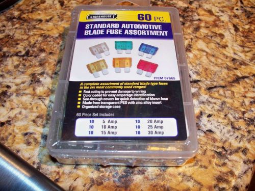 60 piece automotive blade style fuse asst. auto boat rv ford chevy mopar gm