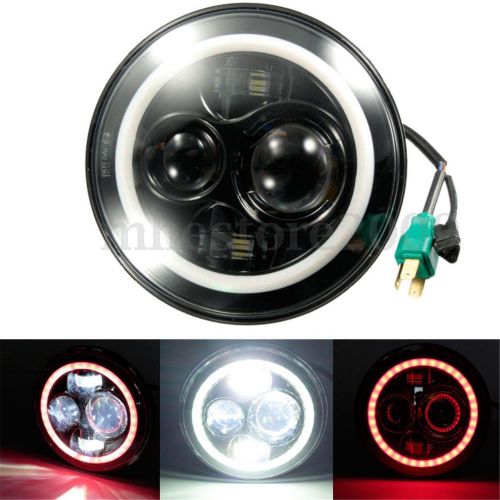 7'' round projector daymaker hid hi/lo led headlight red for harley-davidson new