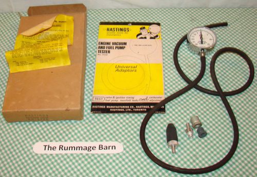 Vintage hastings #1728 engine vacuum &amp; fuel pump tester set --- boxed