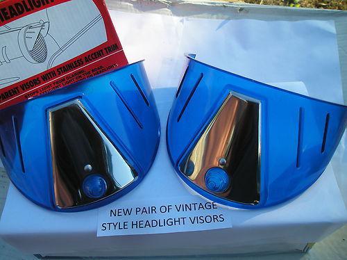 New pair of blue vintage style head light visors !